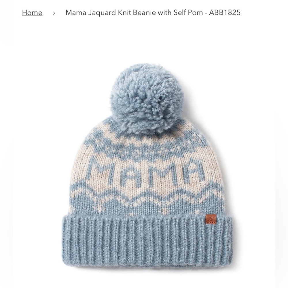 Mama Jaquard Knit Beanie with Self Pom - ABB1825